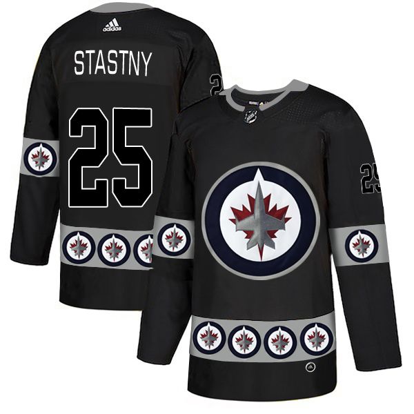 Men Winnipeg Jets #25 Stastny Black Adidas Fashion NHL Jersey